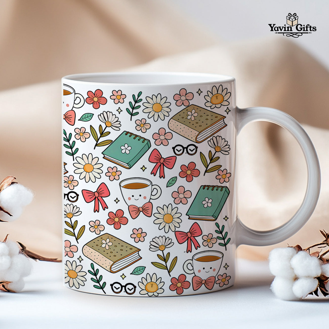 Cozy Books & Flowers Teacher Mug